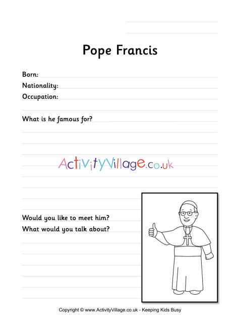 Pope Francis worksheet