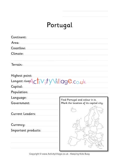 Portugal Fact Worksheet
