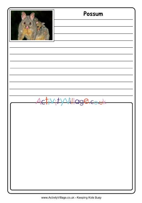 Possum notebooking page