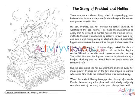 Prahlad and Holika story colouring