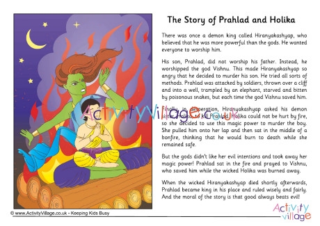 Prahlad and Holika story printable