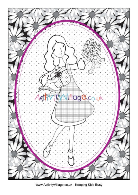 Pretty mother colouring page