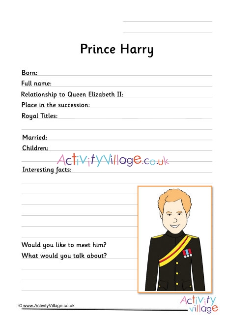 Prince Harry worksheet 2