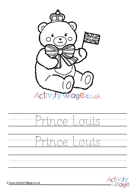 Prince Louis handwriting worksheet