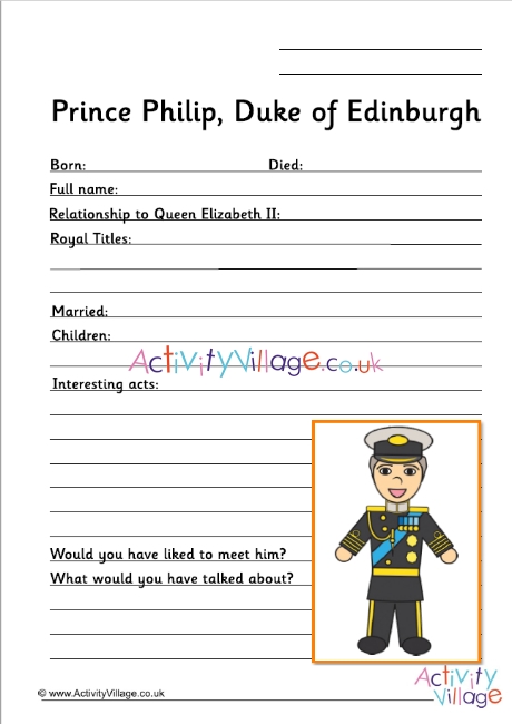 Prince Philip worksheet