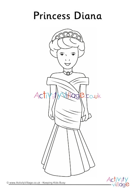 Princess Diana Colouring Page 2