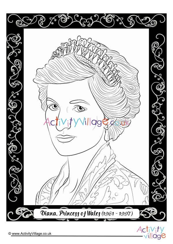 Princess Diana Portrait Colouring Page