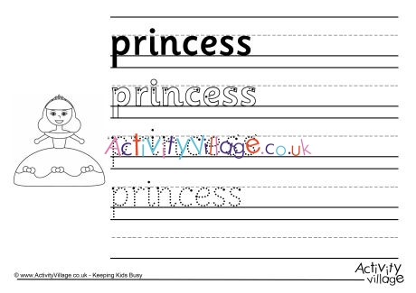 Princess handwriting worksheet