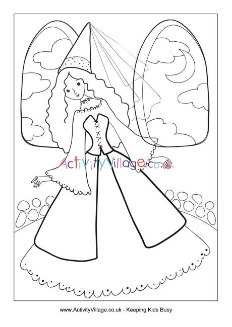 Princess in the tower colouring page