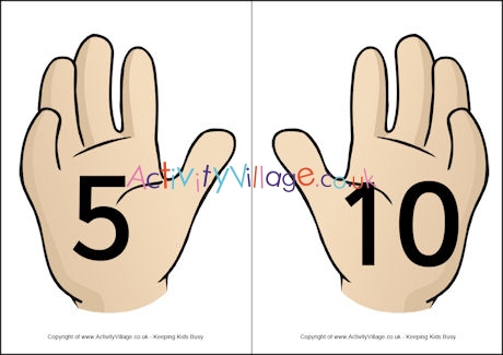 Printable numbers hands counting by 5