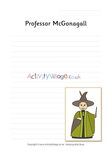 Professor McGonagall writing page