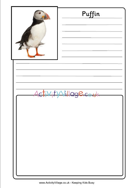 Puffin notebooking page