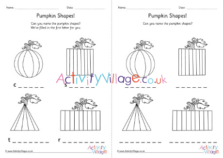 Pumpkin 2D Shapes Fill in the Blanks 1