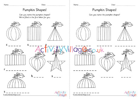 Pumpkin 2D Shapes Fill in the Blanks 2