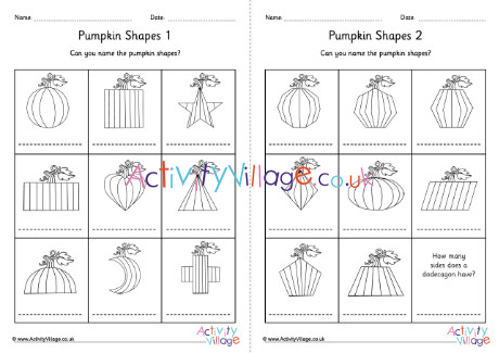 Pumpkin 2D Shapes Fill in the Blanks 3