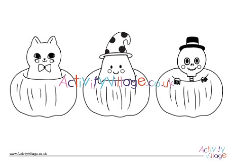 Pumpkin friends colouring page