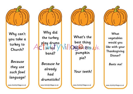 Pumpkin jokes bookmarks