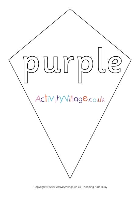 Purple kite colouring page