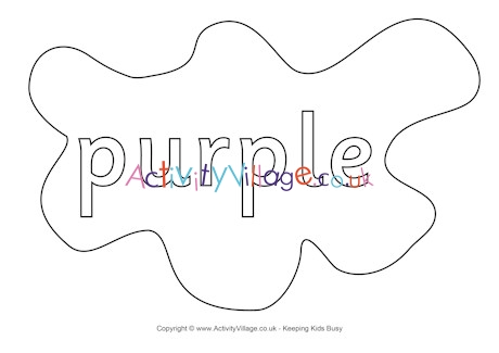 Purple colouring page splats