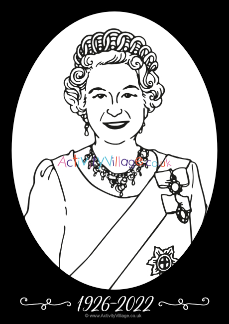 Queen Elizabeth II colouring page - Rest in Peace