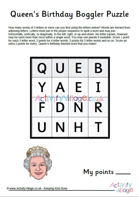 Queen's birthday boggler puzzle