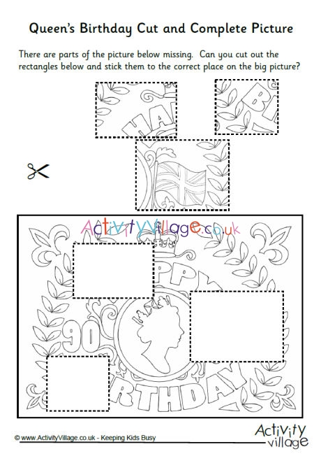 Queen's birthday cut and complete the picture