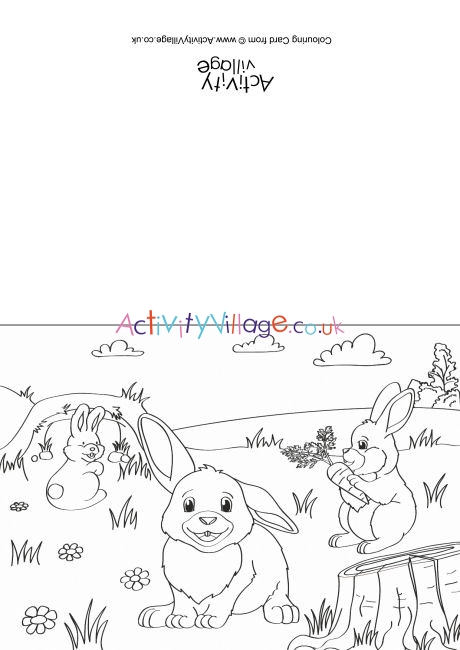 Rabbits Scene Colouring Card