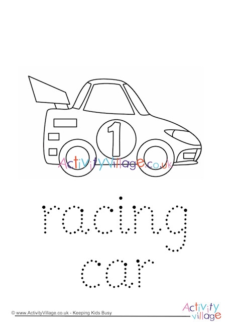 Racing Car Word Tracing
