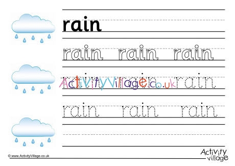 Rain Handwriting Worksheet