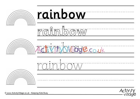 Rainbow handwriting worksheet