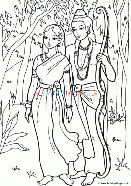 Rama and sita colouring page