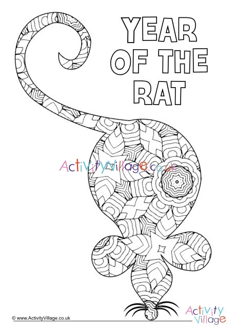 Rat doodle colouring page 2