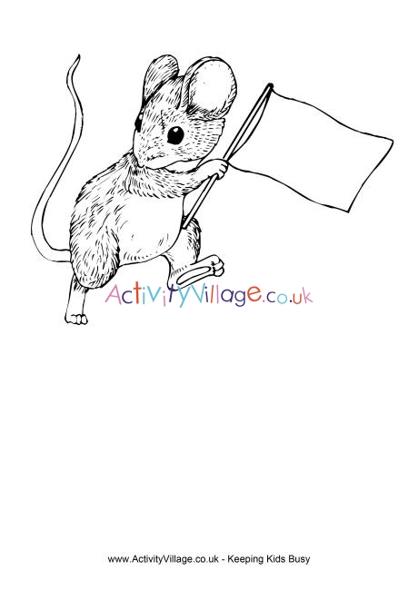 Rat with flag colouring page