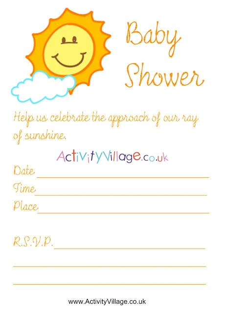 Ray of sunshine - Baby shower invitation