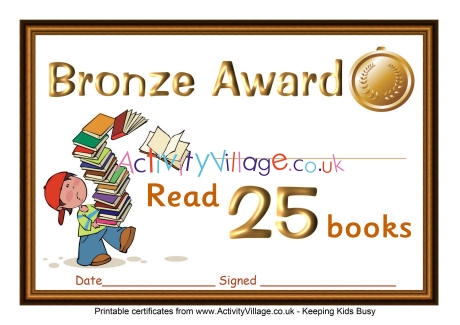 Reading certificate bronze award 