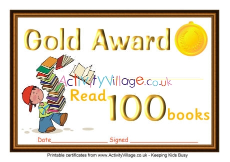 Reading certificate gold award 