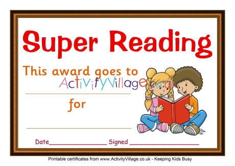 Reading certificate super reading 