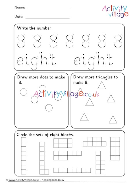 Recognising Numbers Worksheet 8