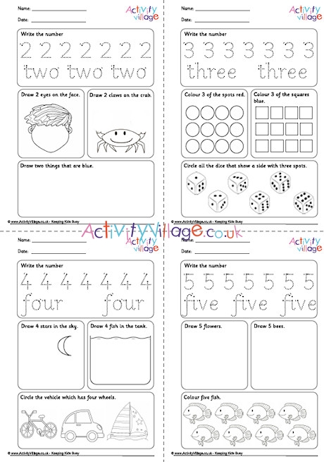 Recognising Numbers Worksheets 