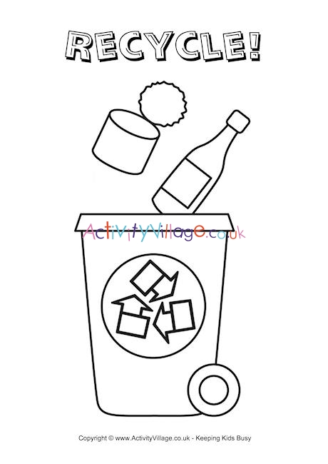 Recycle bin colouring page