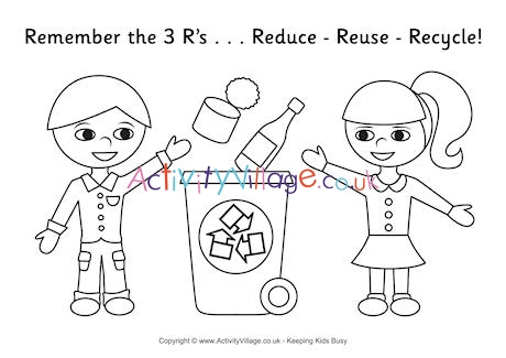 Recycling colouring page