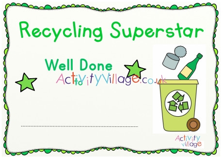 Recycling Superstar Certificate