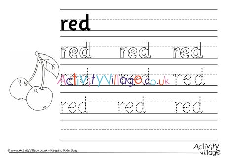 Red Handwriting Worksheet
