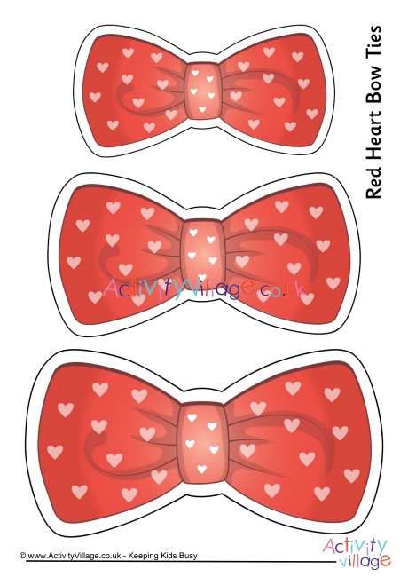 Red heart bow ties printable