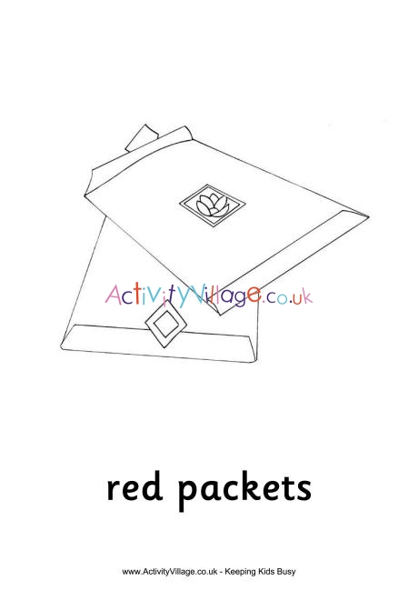 Red packets colouring page