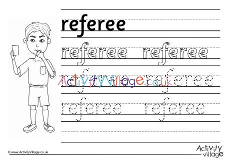 Referee Handwriting Worksheet
