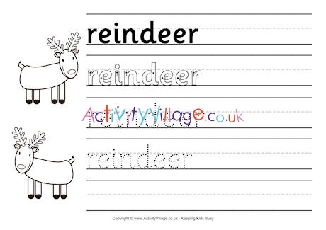 Reindeer handwriting worksheet