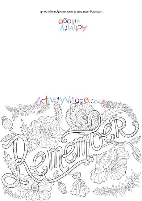 Remember colouring card