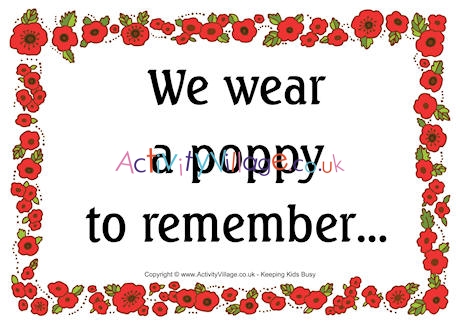Remember poppy poster - framed