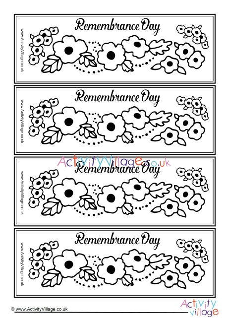 Remembrance Day colouring bookmarks